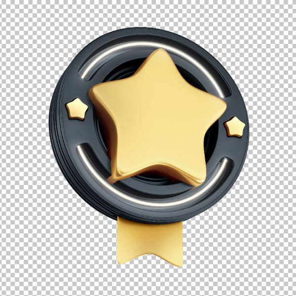 ASSET 3D - SELO COM ESTRELA - CERTIFICADO PREMIUM - FUNDO TRANSPARENTE