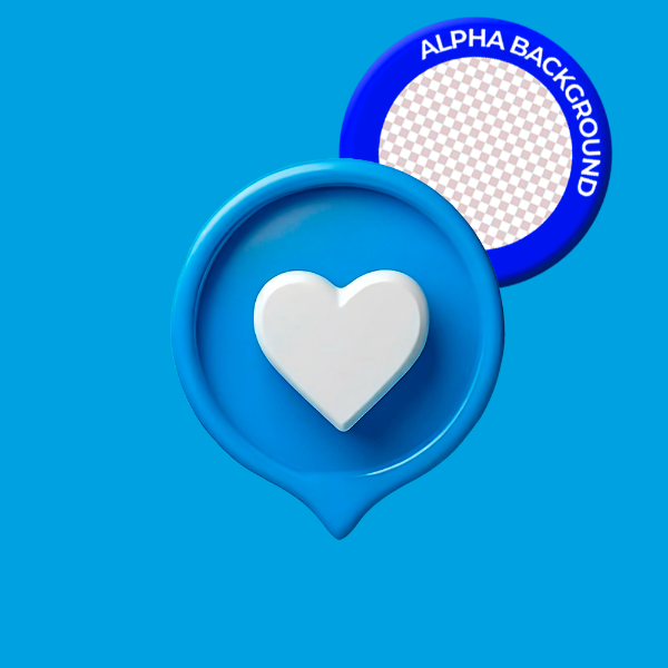 EMOJI DE CURTIDA 3D AZUL COM CORAÇÃO BRANCO ELEMENTO PNG TRANSPARENTE SEM FUNDO.ZIP