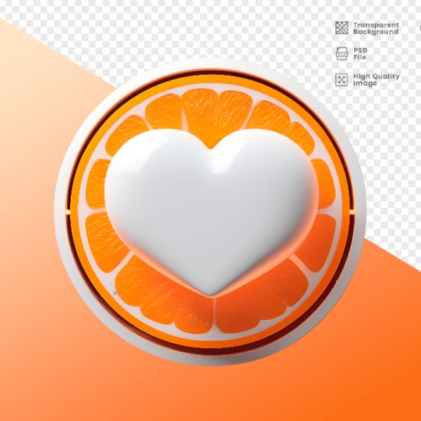 ELEMENTO PARA COMPOSIÇÃO DE CORAÇÃO BRANCO E LARANJA