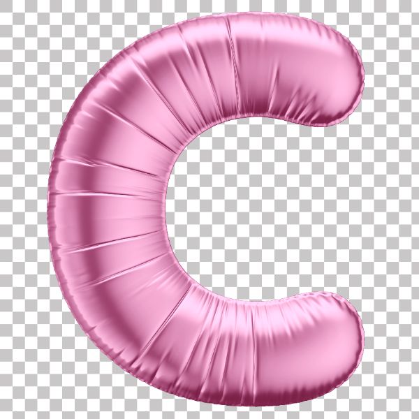 ALFABETO LETRA C EM 3D FORMATO DE BALÃO ROSA DIA DA MULHER DIA DAS MÃES MENINA ANIVERSÁRIO FUNDO TRANSPARENTE