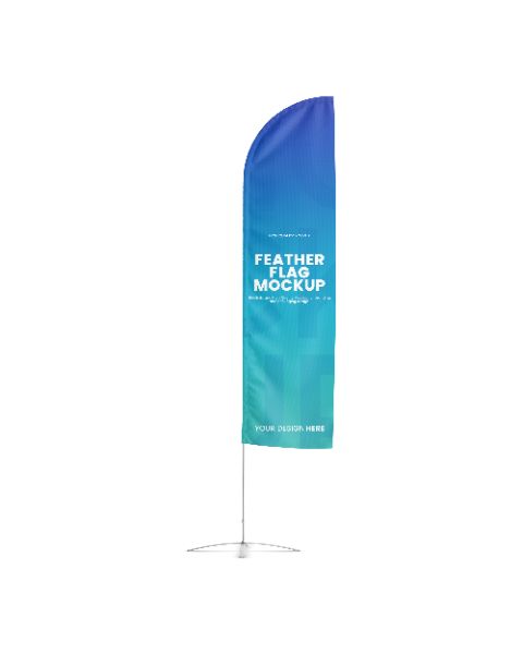 BANDEIRA EM FORMATO DE PENA PSD EDITÁVEL MOCKUP